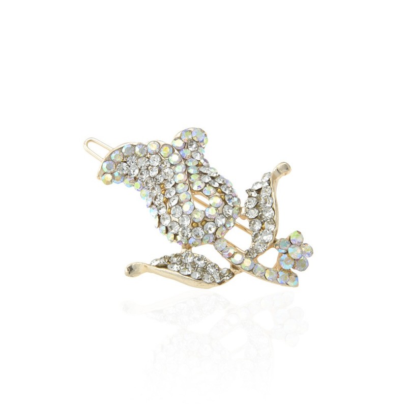 Заколка-защёлка цветок со стразами 4.8см (2402) вариант 10