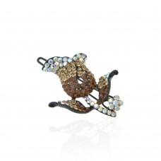 Заколка-защёлка цветок со стразами 4.8см (2402) вариант 02