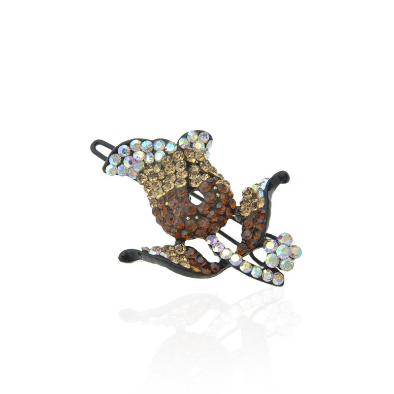 Заколка-защёлка цветок со стразами 4.8см (2402) вариант 02