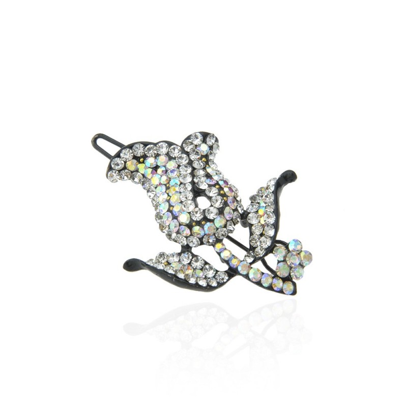 Заколка-защёлка цветок со стразами 4.8см (2402) вариант 03