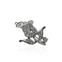 Заколка-защёлка цветок со стразами 4.8см (2402) вариант 05