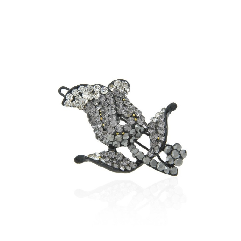 Заколка-защёлка цветок со стразами 4.8см (2402) вариант 05