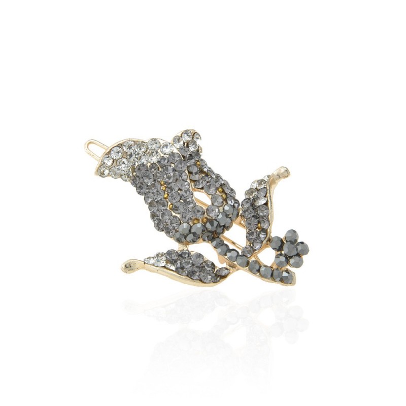 Заколка-защёлка цветок со стразами 4.8см (2402) вариант 09