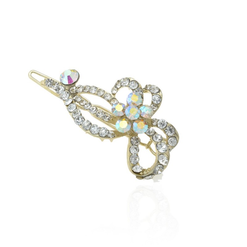 Заколка-защёлка со стразами 5.3см (11884) вариант 09