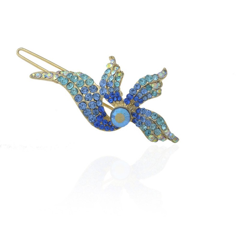 Заколка-защёлка со стразами 5.9см (11886) вариант 02