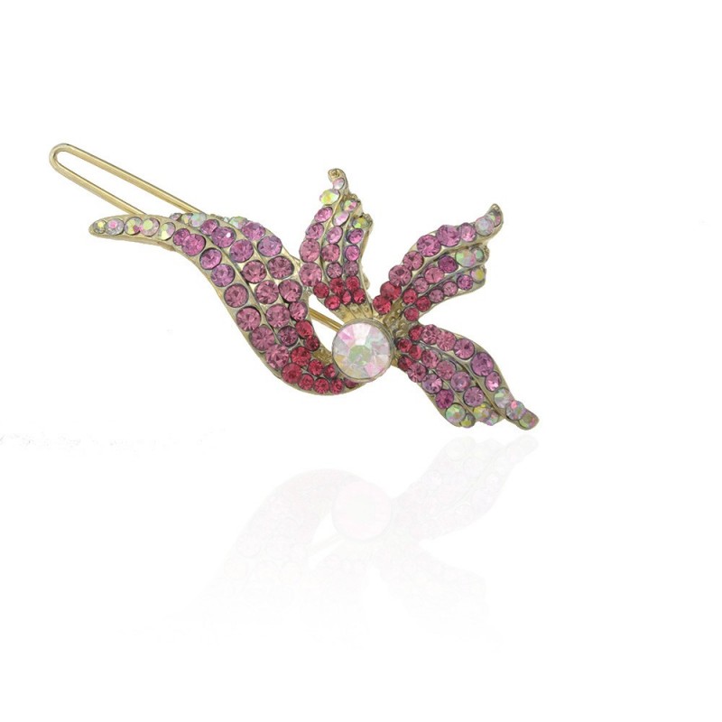 Заколка-защёлка со стразами 5.9см (11886) вариант 09