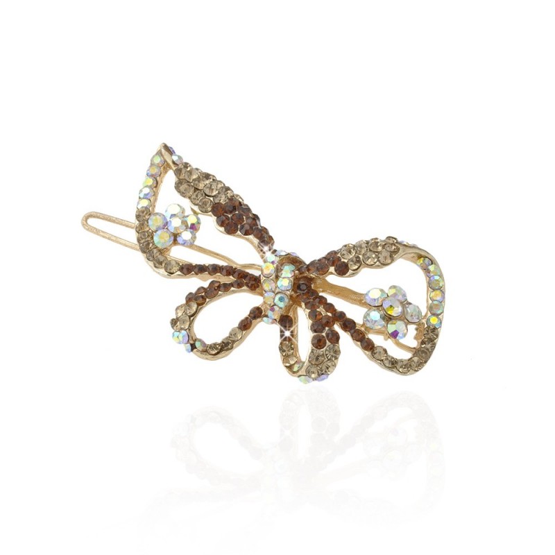 Заколка-защёлка со стразами 5.7см (11895) вариант 01