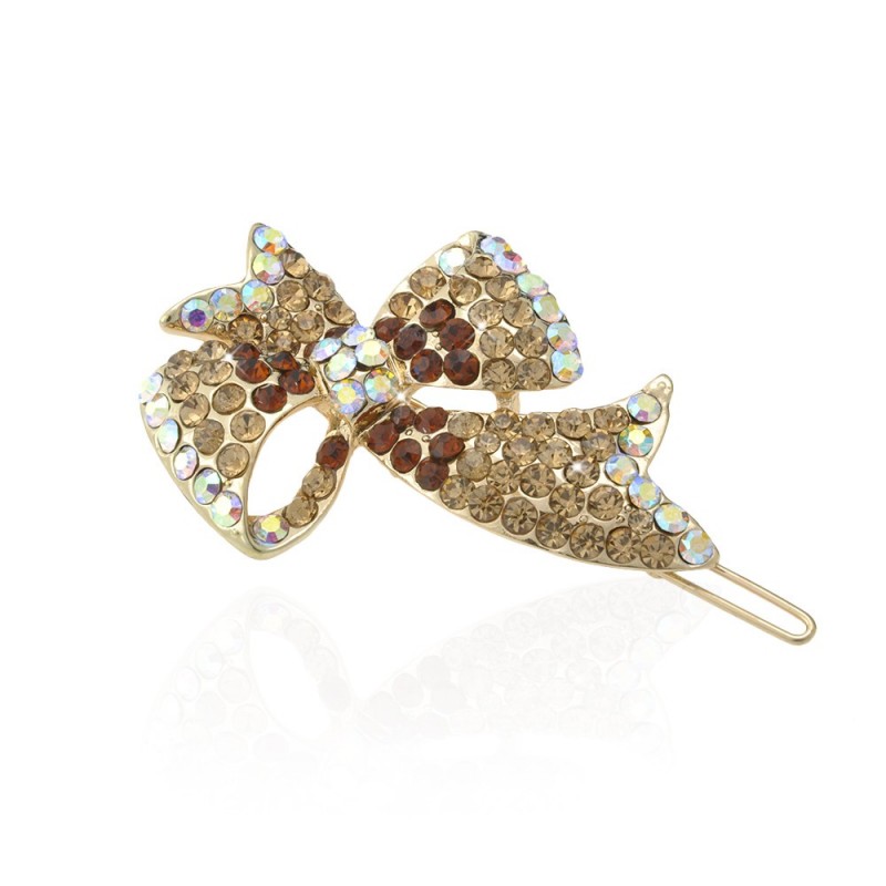 Заколка-защёлка со стразами 6.5см (3954) вариант 05