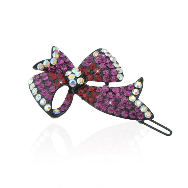 Заколка-защёлка со стразами 6.5см (11897) вариант 03