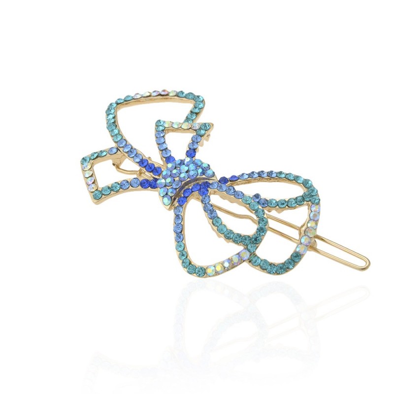 Заколка-защёлка со стразами 6.8см (11890) вариант 05