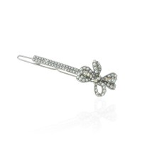 Заколка на защёлке с жемчугом Бантик 6.2см (7476) вариант 02