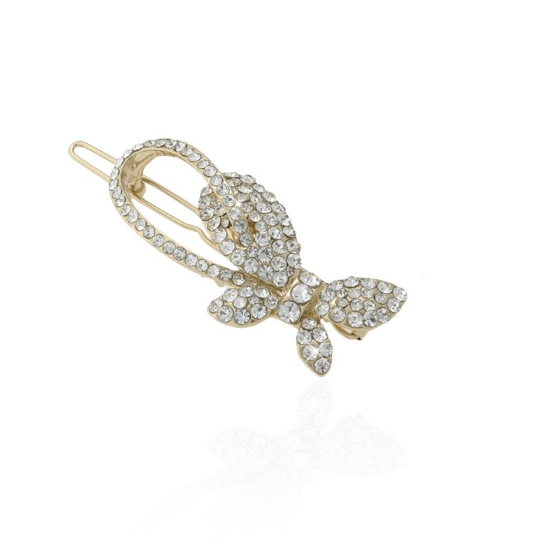 Заколка-защёлка со стразами 5.8см (8356) вариант 01