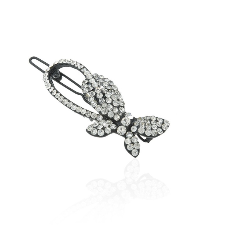 Заколка-защёлка со стразами 5.8см (6247) вариант 01