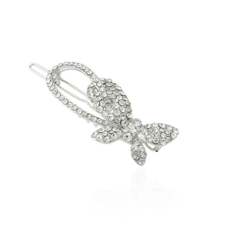 Заколка-защёлка со стразами 5.8см (11888) вариант 01