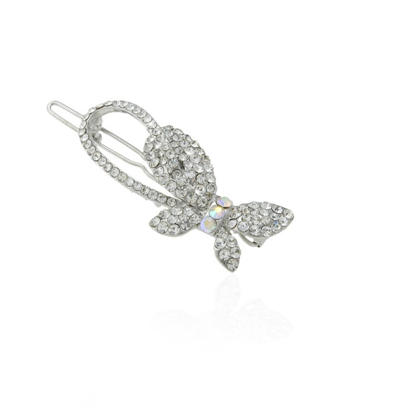 Заколка-защёлка со стразами 5.8см (11888) вариант 02