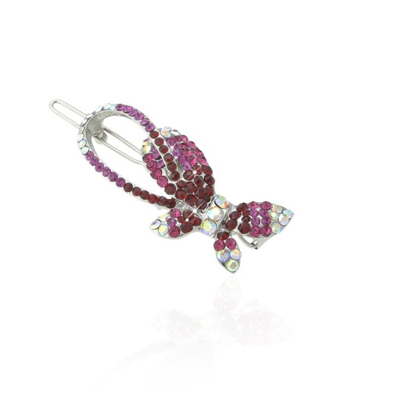 Заколка-защёлка со стразами 5.8см (11888) вариант 05