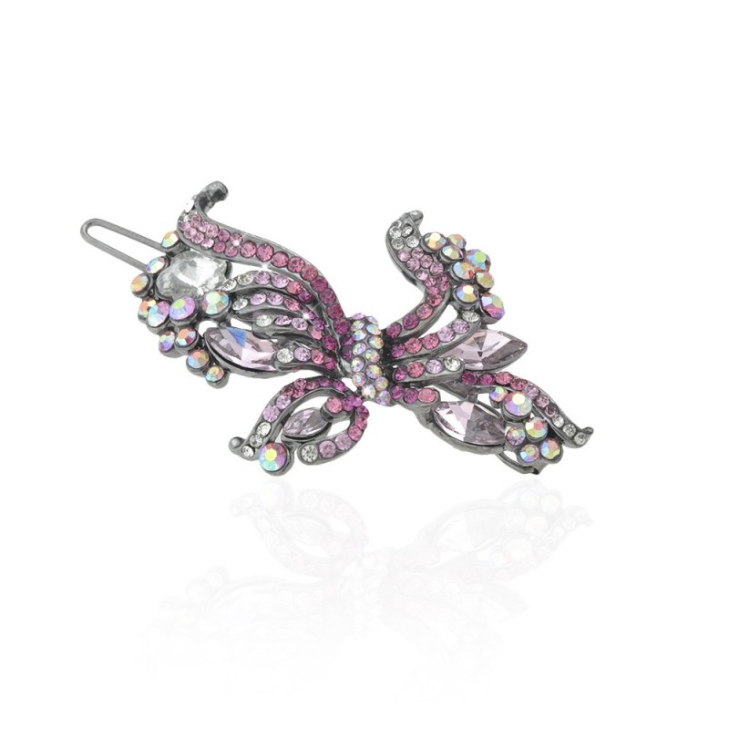 Заколка-защёлка со стразами 6.4см (8362) вариант 12