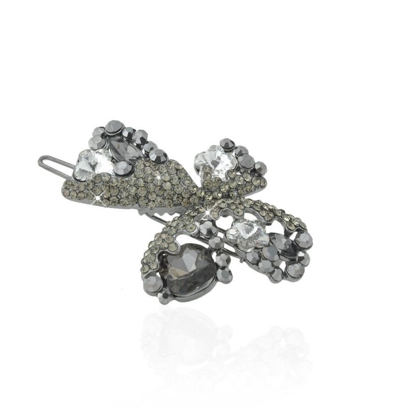 Заколка-защёлка со стразами 5.6см (8363) вариант 02