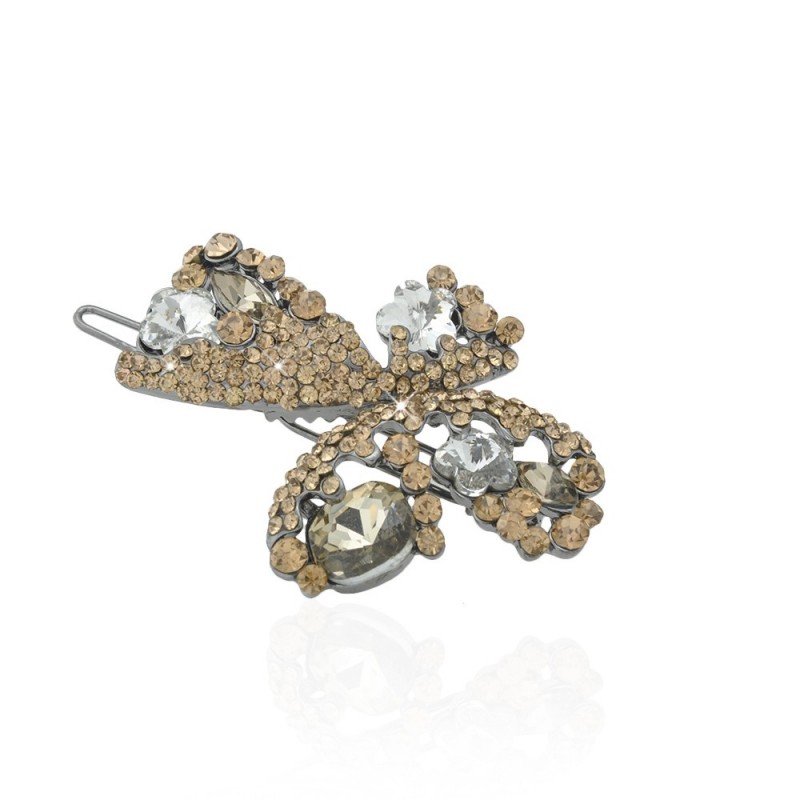 Заколка-защёлка со стразами 5.6см (8363) вариант 03