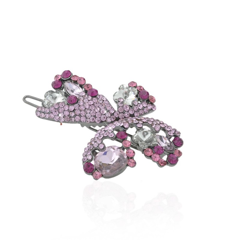 Заколка-защёлка со стразами 5.6см (8363) вариант 05