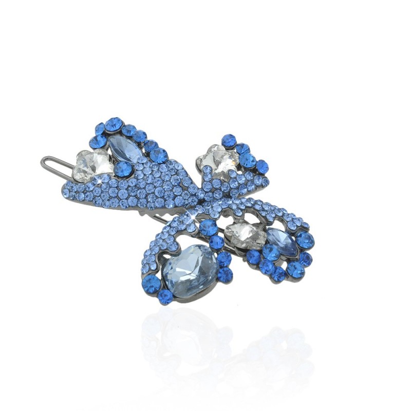 Заколка-защёлка со стразами 5.6см (8363) вариант 06