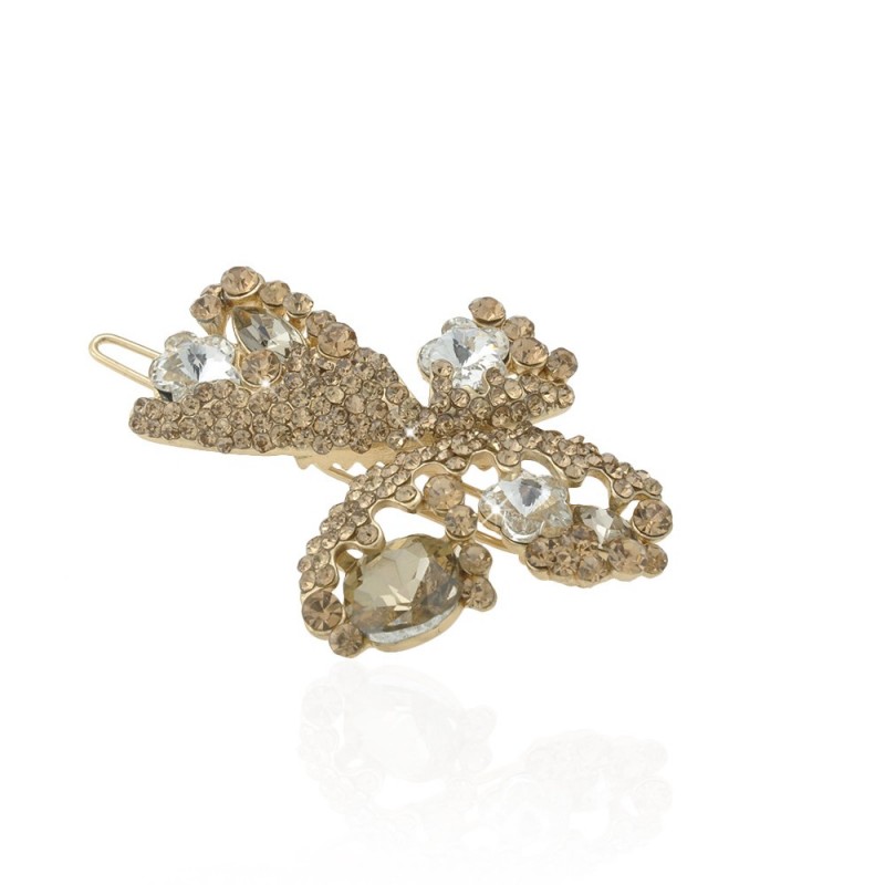 Заколка-защёлка со стразами 5.6см (11892) вариант 03