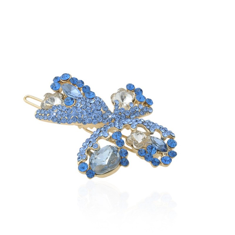 Заколка-защёлка со стразами 5.6см (11892) вариант 06