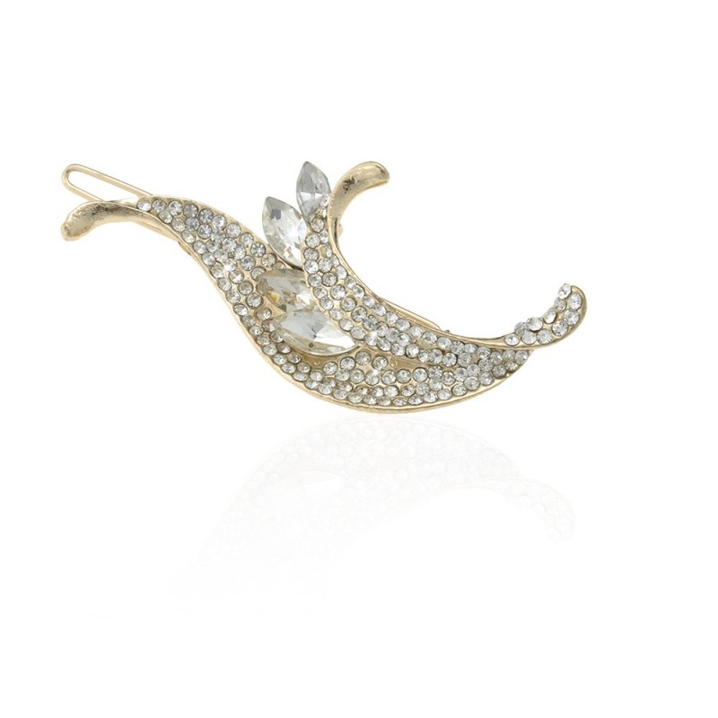 Заколка-защёлка со стразами 6.3см (9150) вариант 01