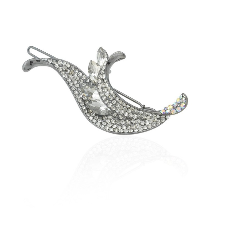 Заколка-защёлка со стразами 6.3см (9150) вариант 02