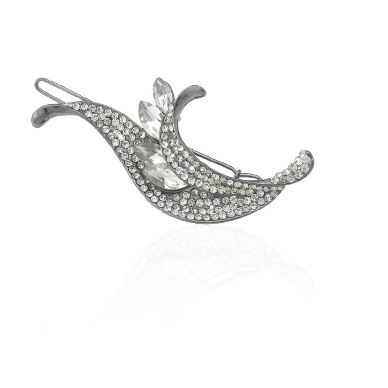 Заколка-защёлка со стразами 6.3см (9150) вариант 06