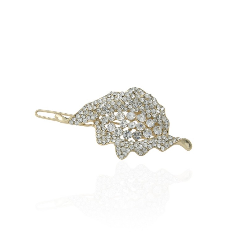 Заколка-защёлка со стразами 6см (9362) вариант 01