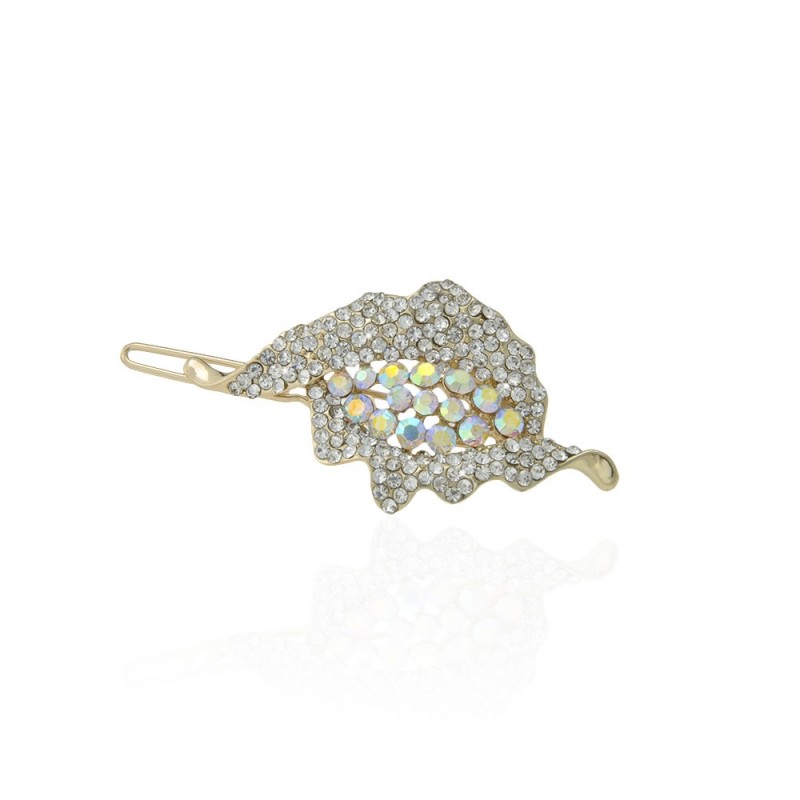 Заколка-защёлка со стразами 6см (9362) вариант 02