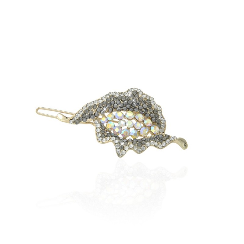 Заколка-защёлка со стразами 6см (9362) вариант 03