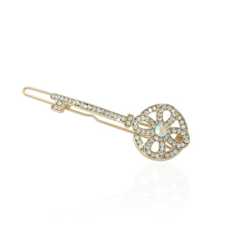 Заколка-защёлка со стразами 5.8см (9364) вариант 04