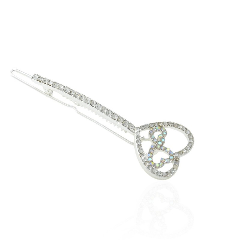 Заколка-защёлка со стразами 6.4см (9367) вариант 03