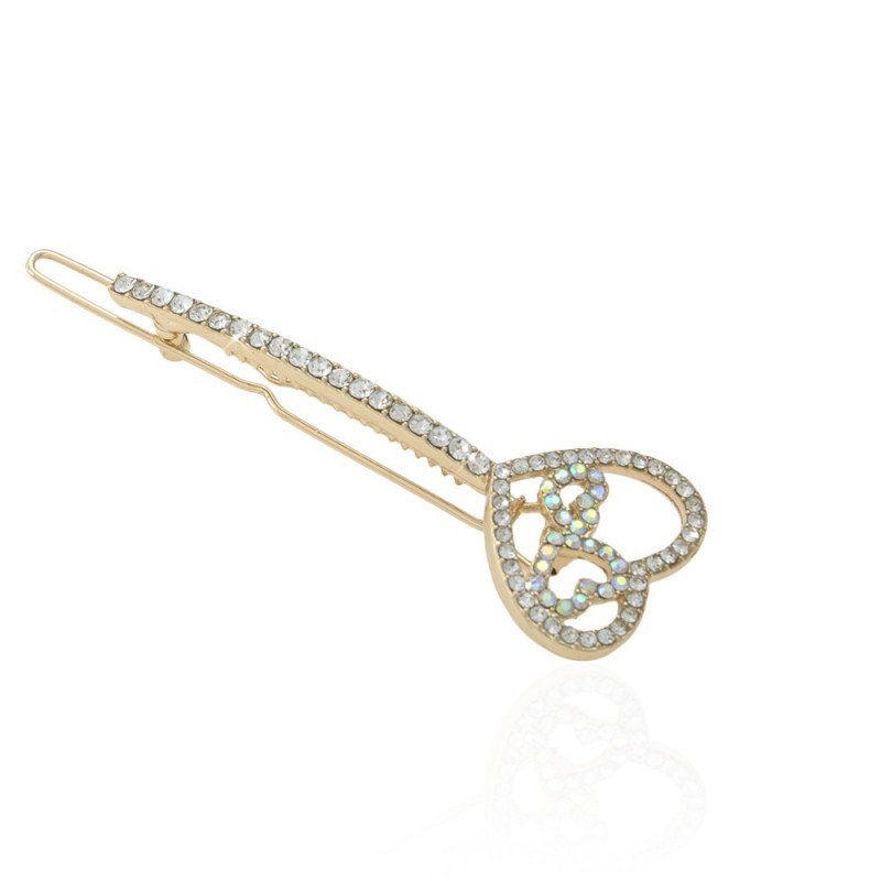 Заколка-защёлка со стразами 6.4см (9367) вариант 04