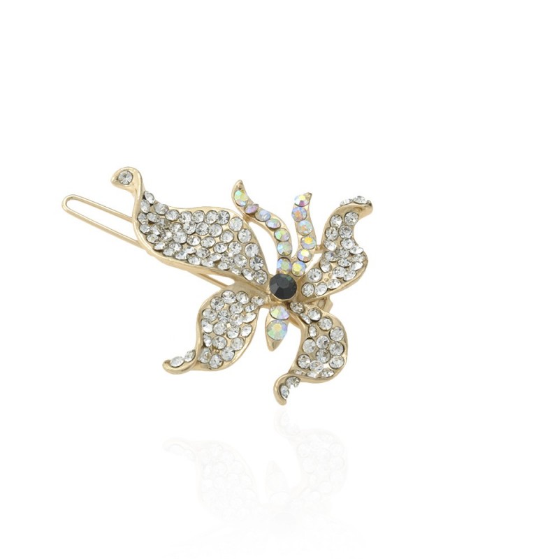 Заколка-защёлка со стразами 4.5см (9371) вариант 01