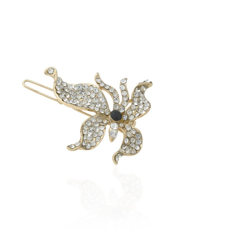 Заколка-защёлка со стразами 4.5см (9371) вариант 02