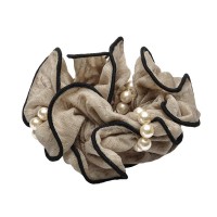 Резинка для волос шифоновая объемная с жемчужинами (4174) вариант 02