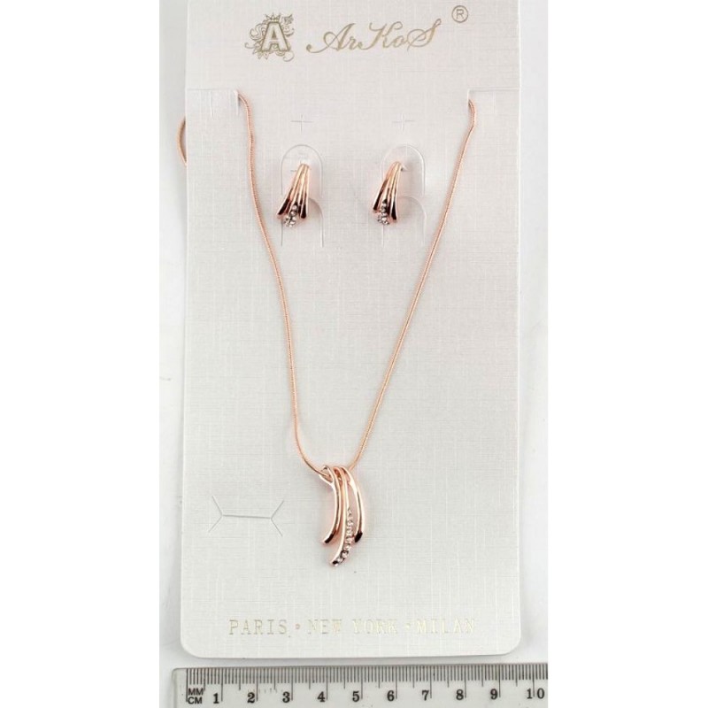 Набор из серьг и подвески на шею золотистый (6586)