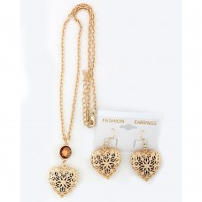 Набор из серьг и подвески на шею золотистый (8594)