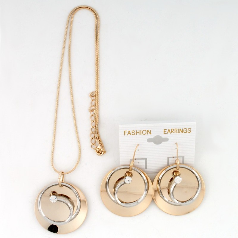 Набор из серьг и подвески на шею золотистый (8598)