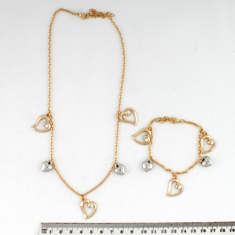 Набор из браслета и подвески на шею золотистый (8590)