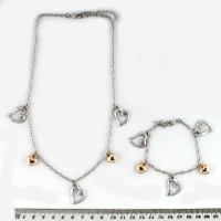 Набор из браслета и подвески на шею серебристый (8591)