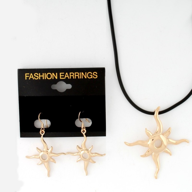 Набор из серьг и подвески на шею золотистый (7631)