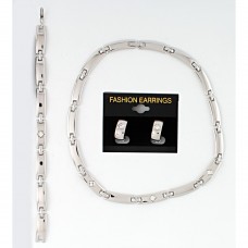 Набор из серьг, браслета и подвески на шею серебристый (7622)