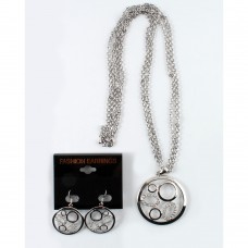 Набор из серьг и подвески на шею серебристый (7634)