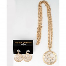 Набор из серьг и подвески на шею золотистый (7635)
