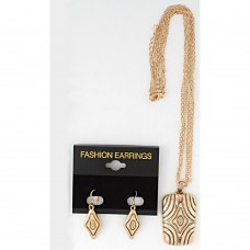 Набор из серьг и подвески на шею золотистый (7685)