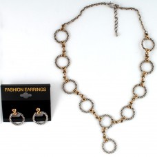 Набор из серьг и подвески на шею серебристо-золотистый (7686)